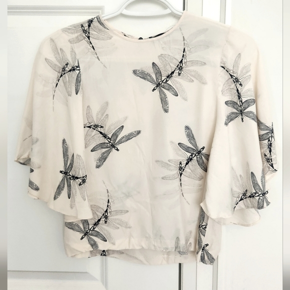 Zara Dragonfly Flutter Sleeve Blouse - Picture 1 of 6